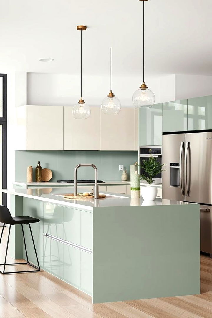 Modern Sophistication with Sage Green Details - 22 Sage Green Kitchen Island Ideas