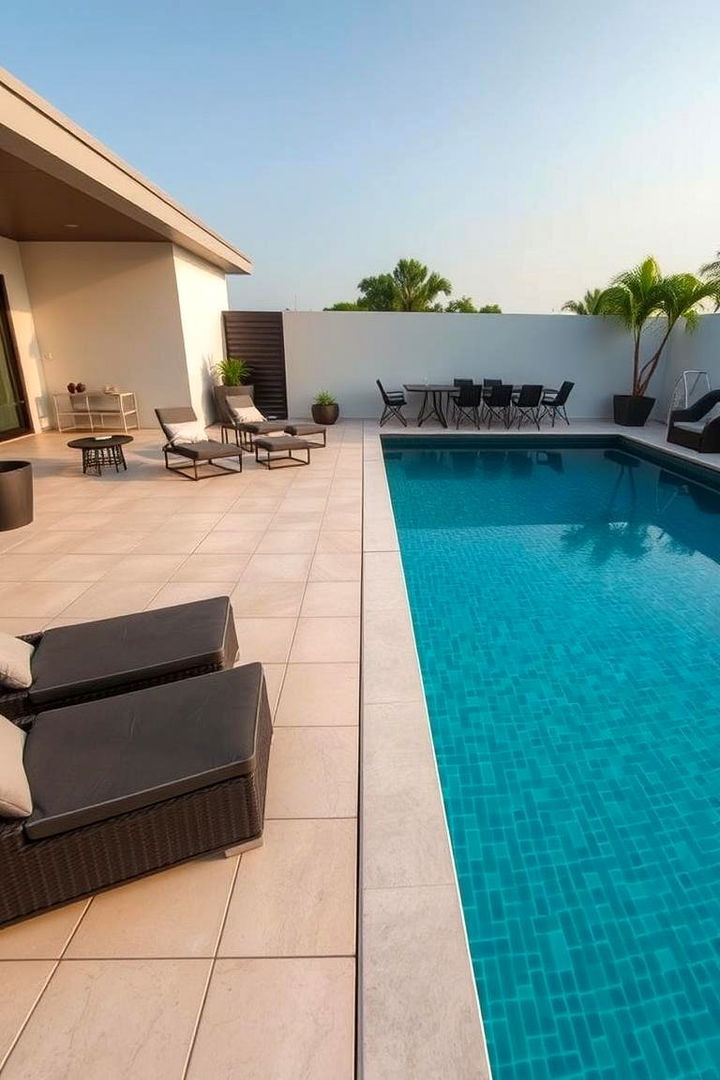 Modern Tile Accent Curations - 22 Above Ground Pool Landscaping Ideas