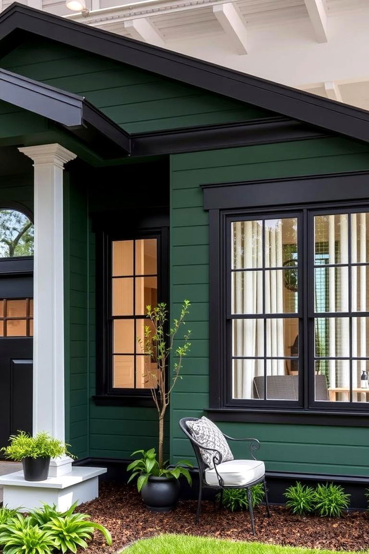 Modern Traditional Synthesis - 22 Forest Green House With Black Trim