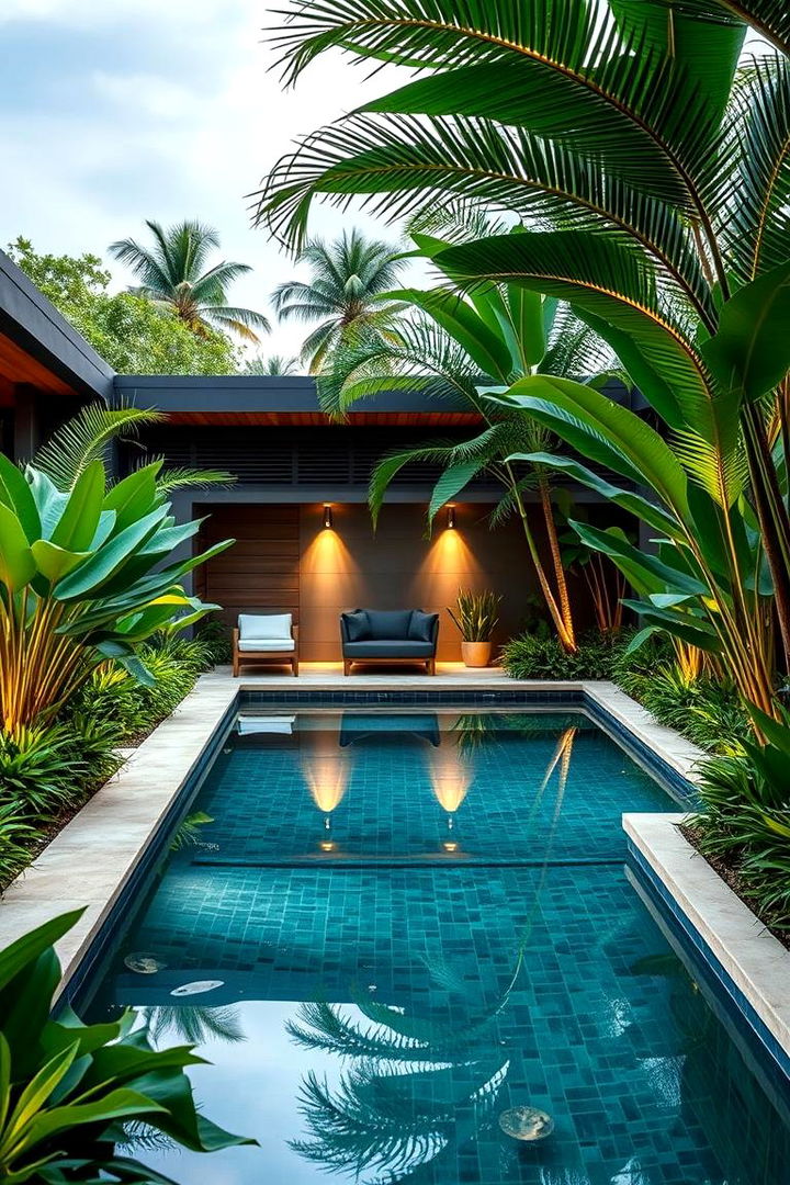Modern Tropical Oasis with Smart Tech - 22 Tropical Pool Landscaping Ideas