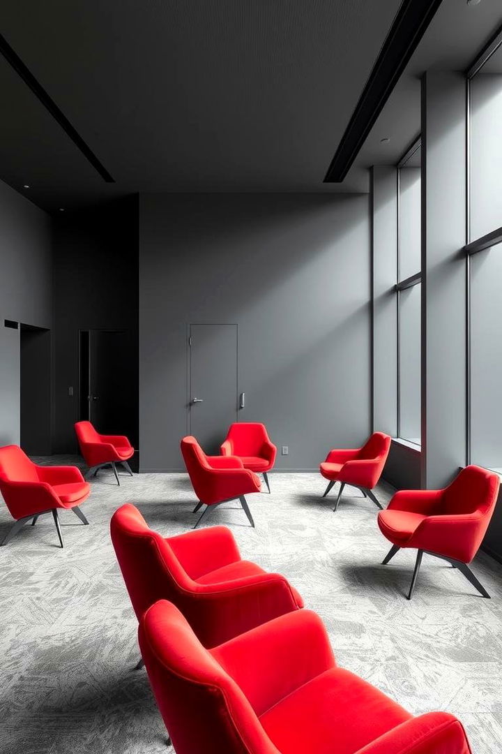 Modern Twist with Iconic Red Chairs - 22 Red and Grey Living Room Ideas