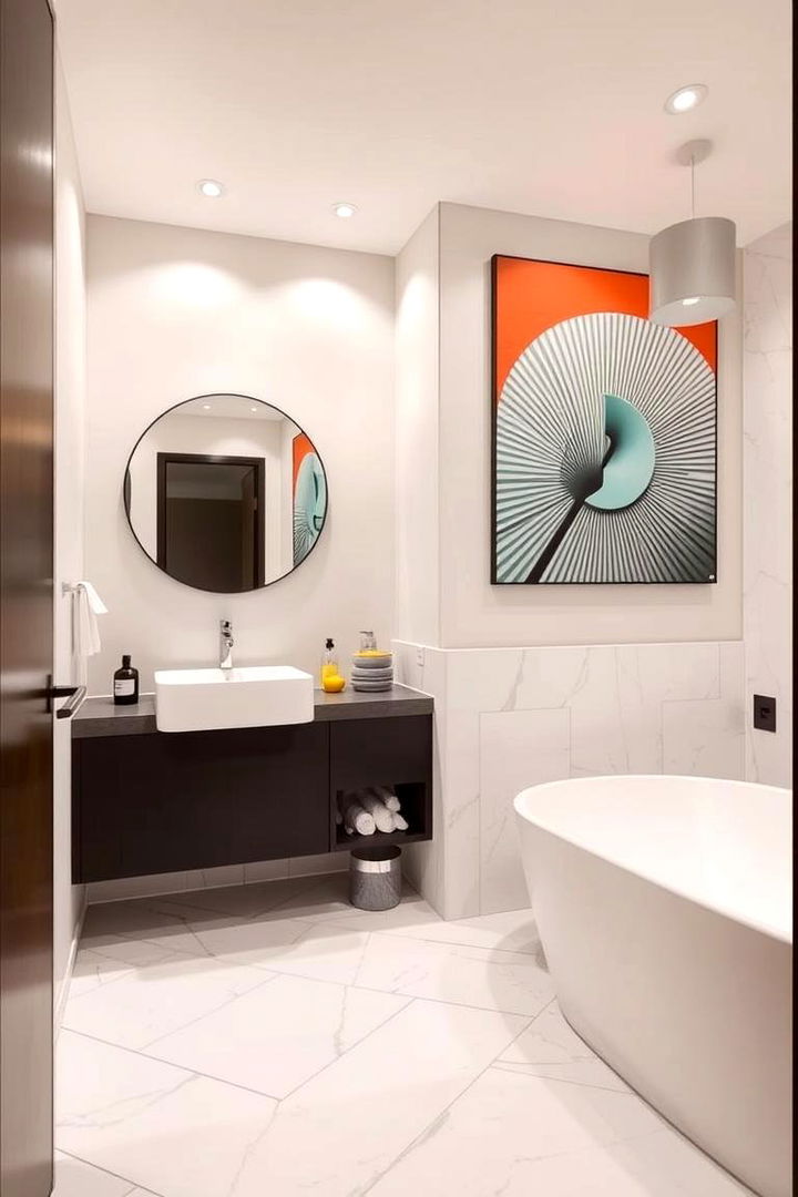 Modern Wall Art for Visual Interest - 22 Elegant Bathroom Decor Ideas