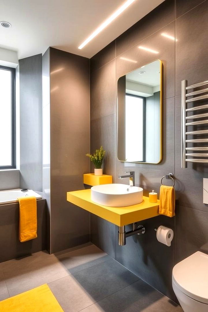Modern Yellow Accents - Yellow & Green Bathroom Ideas for Fresh Spaces