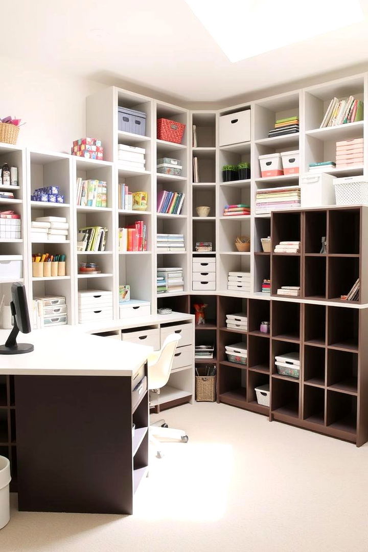 Modular Shelving for Custom Layouts - 22 Craft Room Organization Ideas