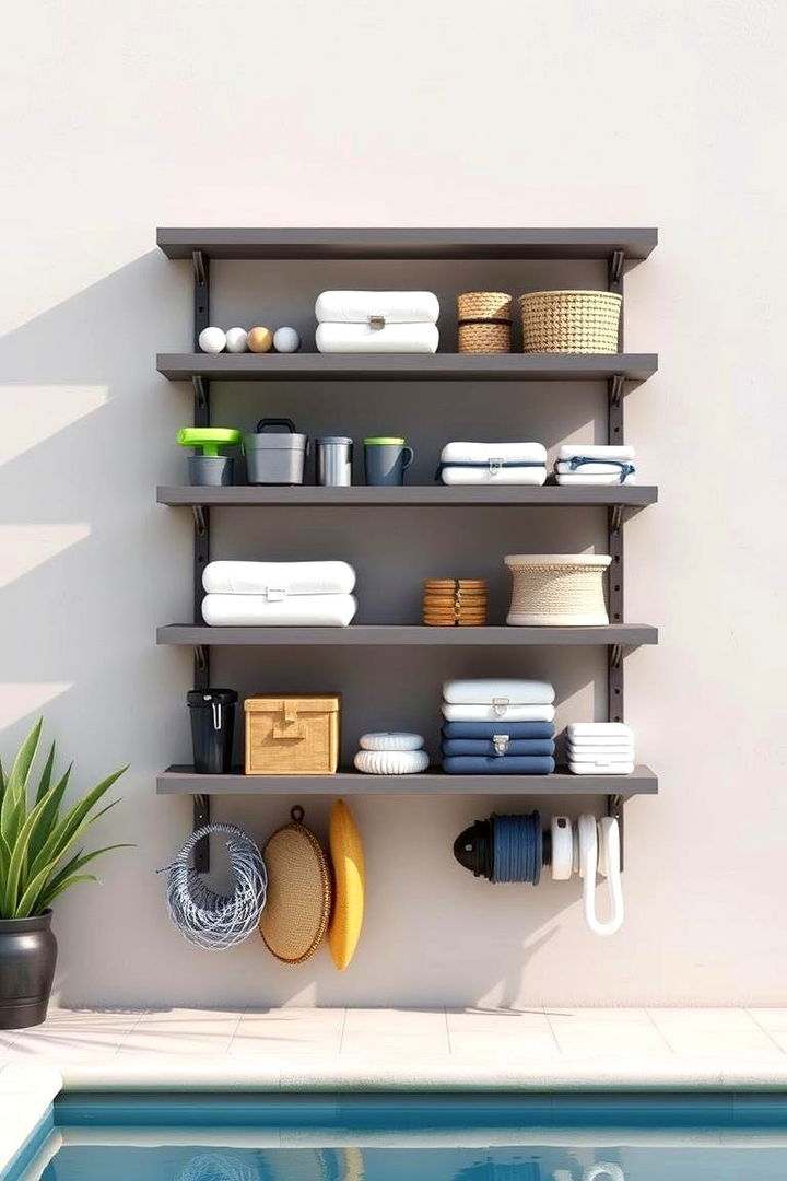Modular Wall Shelving Systems for Accessories - 22 Pool Storage Ideas