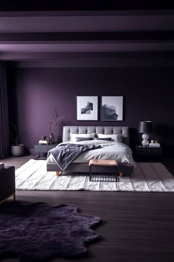 Monochromatic Balance and Texture - 22 Dark Purple Bedroom Ideas
