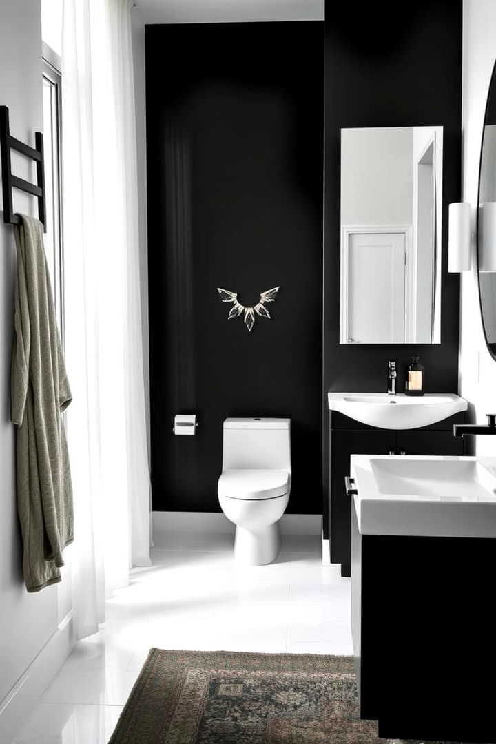 Monochromatic Contrast Delight - 22 Black Vanity Bathroom Ideas