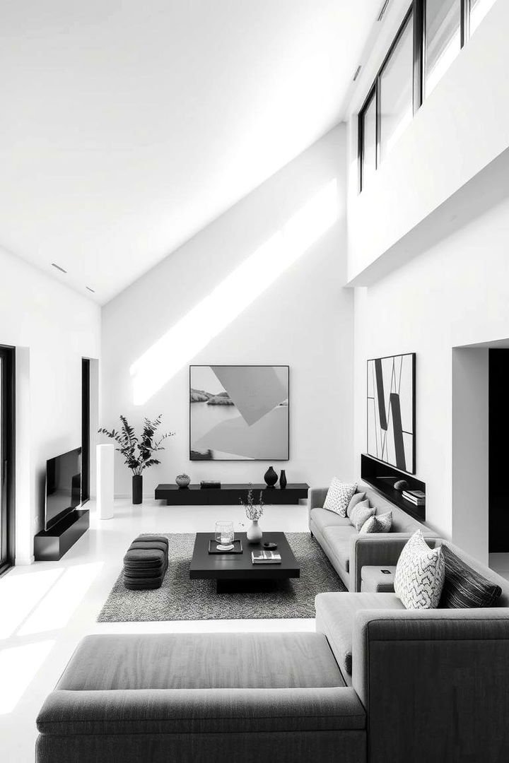 Monochromatic Modern Design - 22 Sunken Living Room Ideas