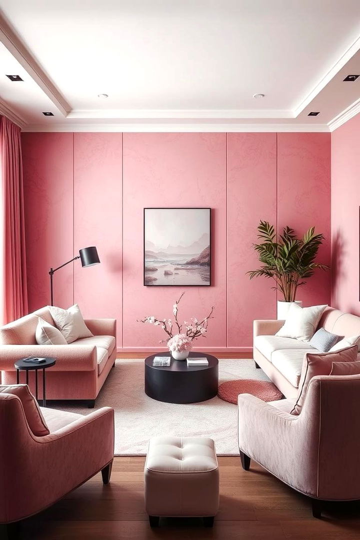 Monochromatic Pink Elegance - 22 Pink Living Room Ideas