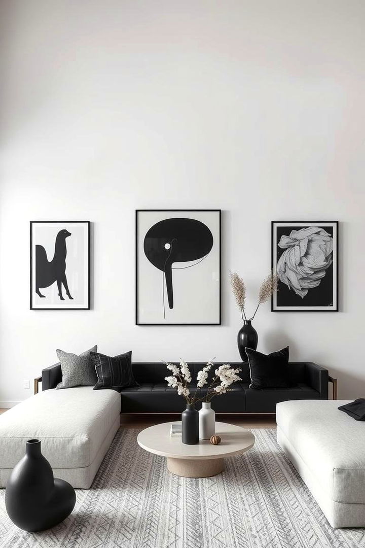 Monochrome Art and Decor - 22 Monochromatic Living Room Ideas