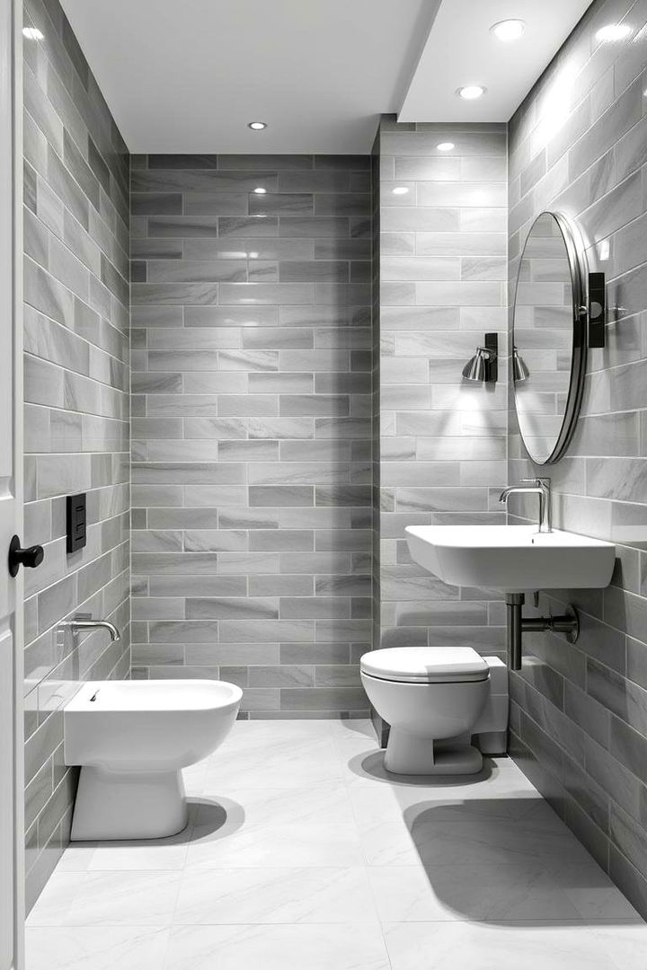 Monochrome Classic Charm - 22 Grey Tile Bathroom Ideas
