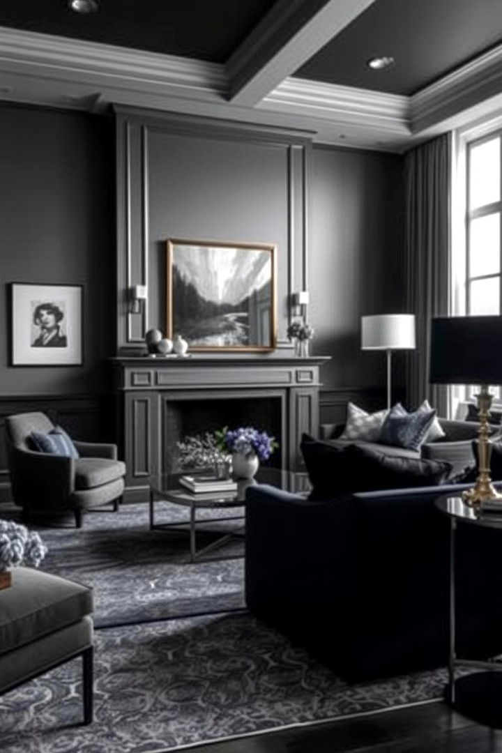 Monochrome Elegance - 22 Black and Blue Living Room Ideas