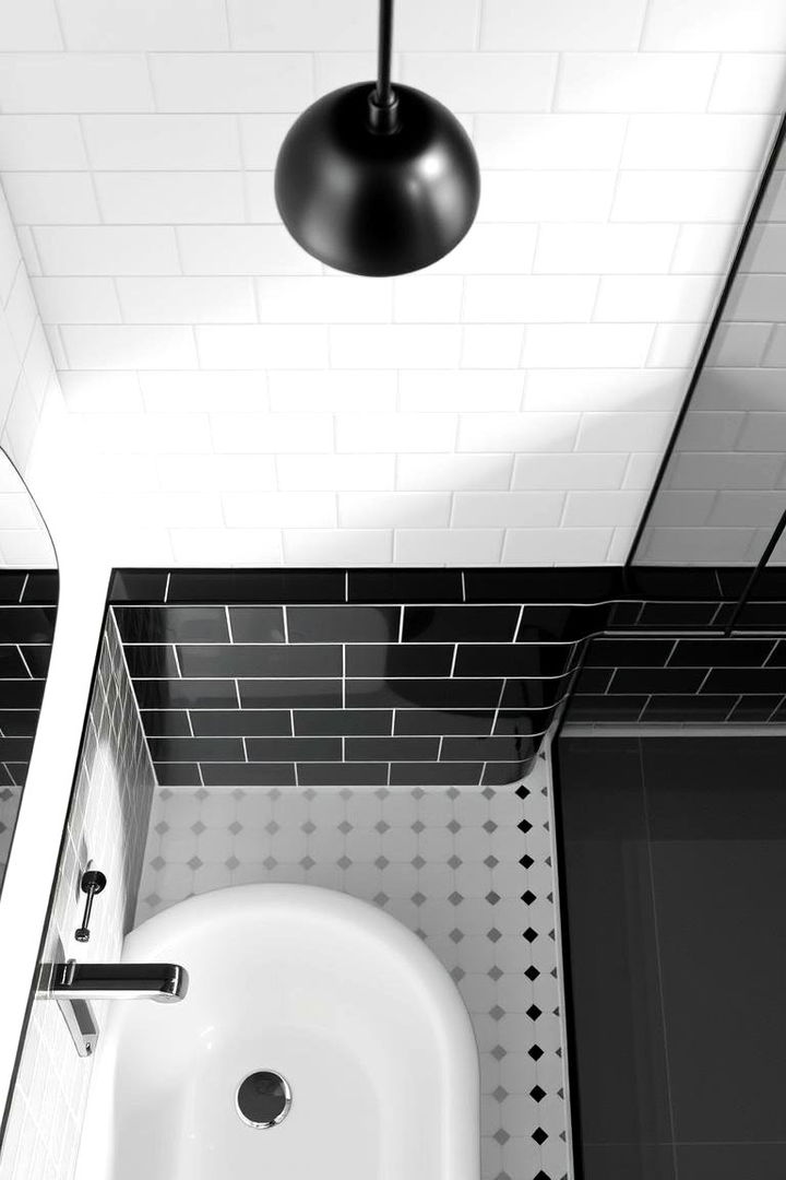 Monochrome Elegance - 22 Half-wall Tile Bathroom Ideas
