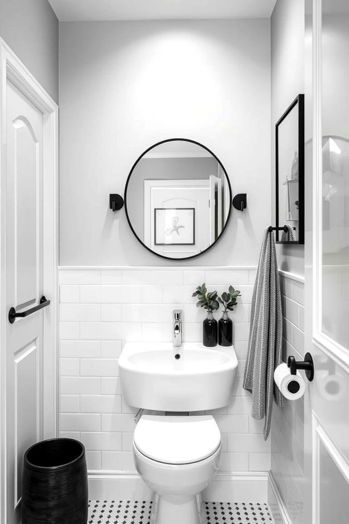 Monochrome Elegance - 22 Half Bathroom Ideas