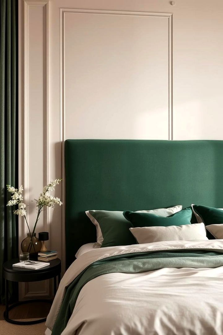 Monochrome Green Highlights - 22 Green and Beige Bedroom Ideas