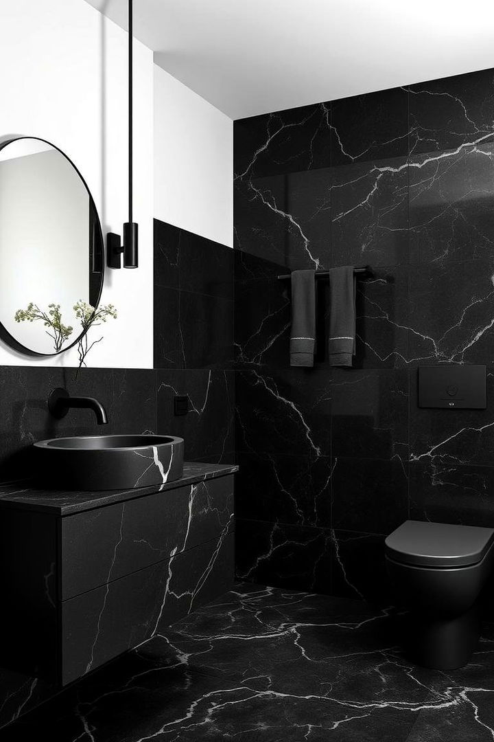 Monochrome Harmony Balanced Black Marble Aesthetics - 22 Black Marble Bathrooms