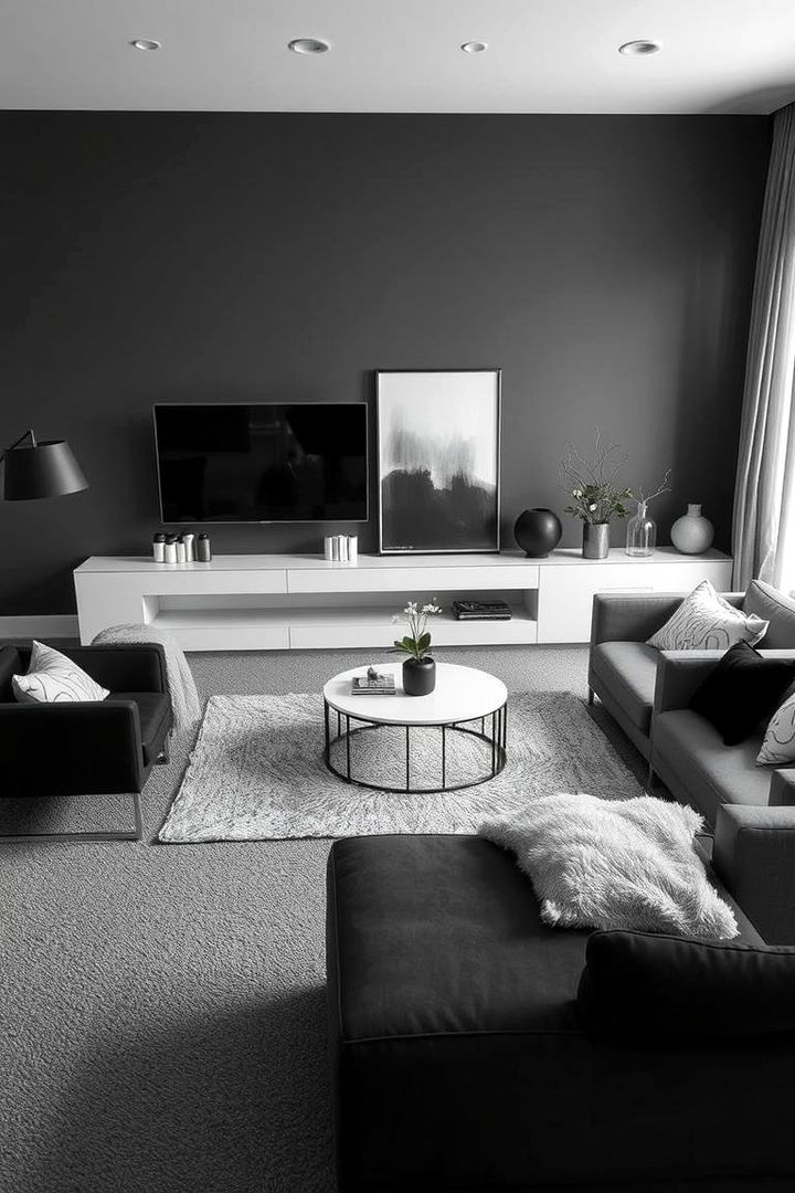 Monochrome Magic - 22 grey carpet living room ideas