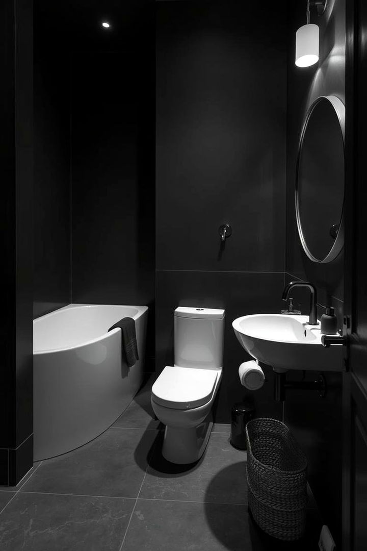 Monochrome Minimalist Design - 22 Dark Bathroom Ideas