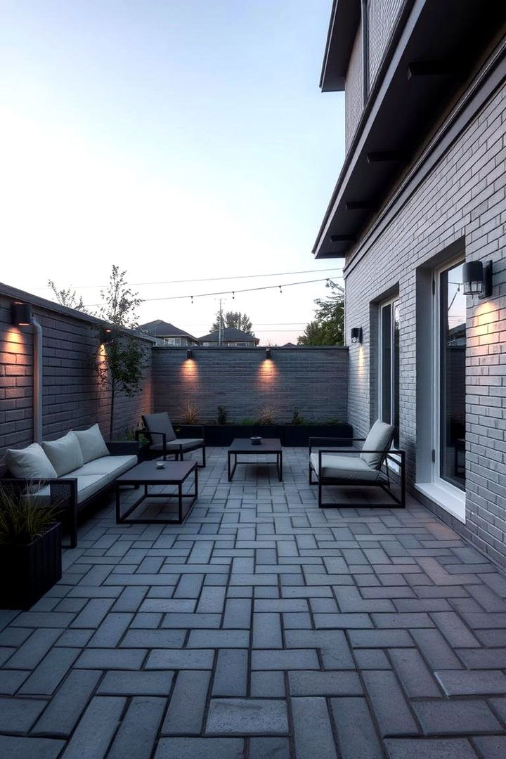 Monochrome Minimalist Mastery - 22 Brick Patio Ideas