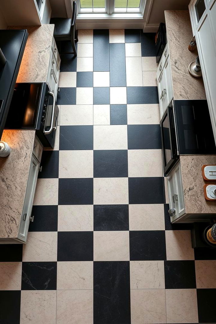 Monochrome Mix Black and Beige Flooring Options - 22 black and beige kitchen ideas