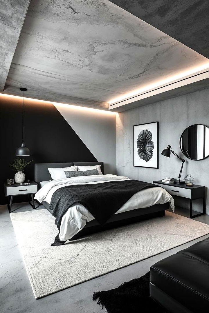 Monochrome Simplicity - 22 Concrete Floor Bedroom Ideas