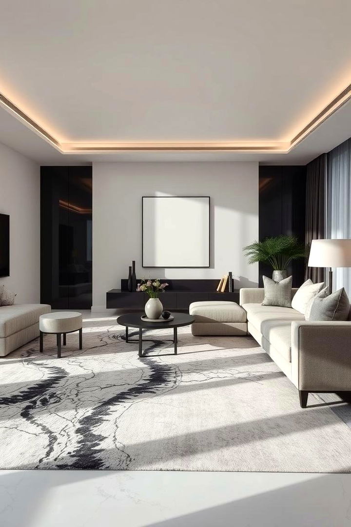 Monochrome Sophistication - 22 Living Room Rug Ideas