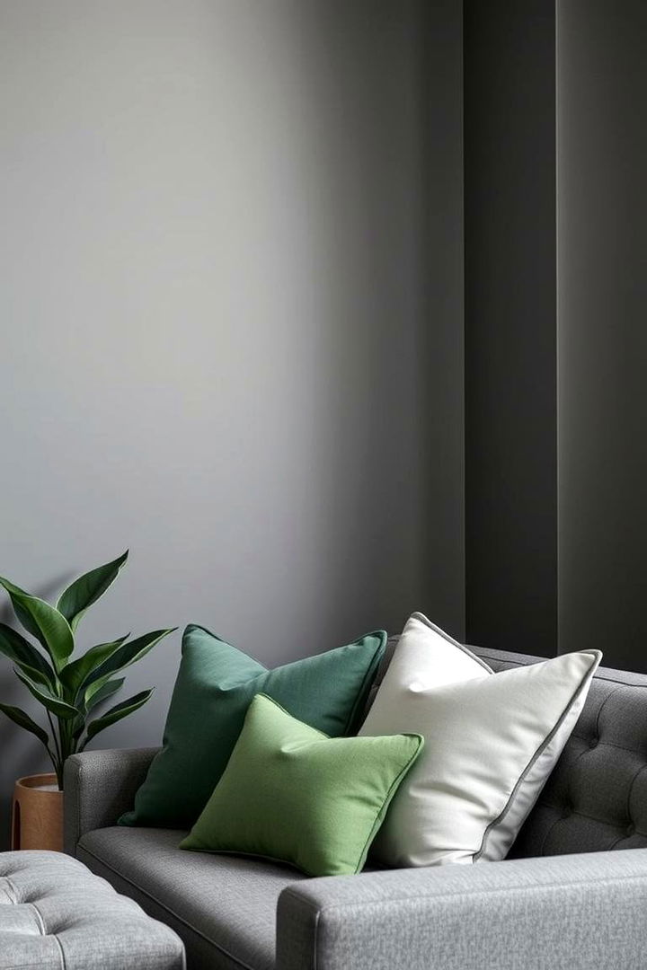 Monochrome Sophistication Grey Hues and Green Touches - 22 Green and Grey Living Room Ideas
