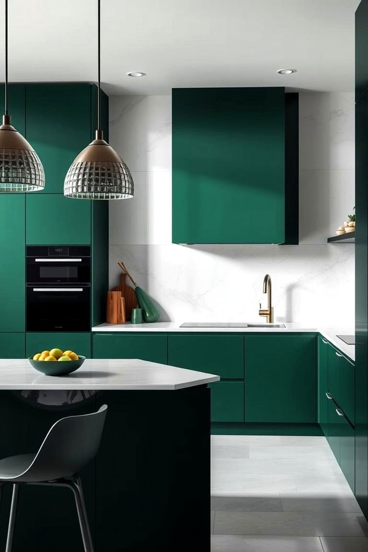Monochrome Statements in Forest Green - 22 Forest Green Kitchen Ideas