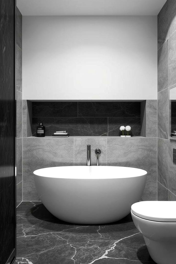 Monochrome Stone Palette - 22 Stone Bathroom Ideas