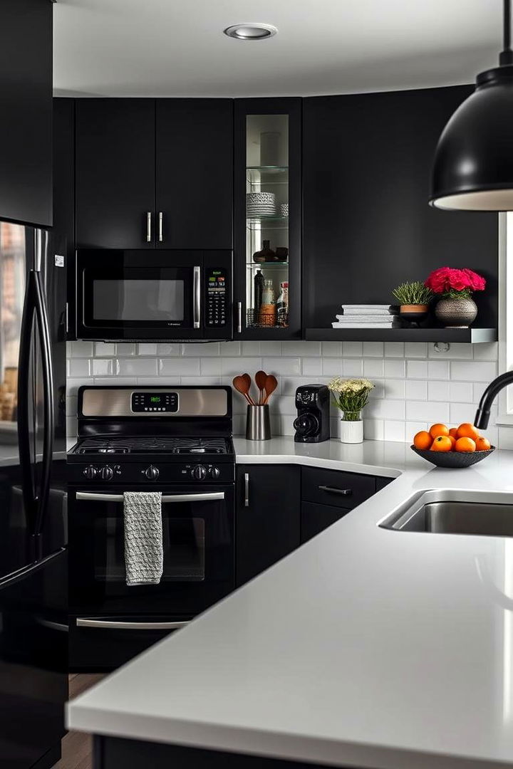 Monochrome with Accent Colors - 22 Kitchen With Black Appliances