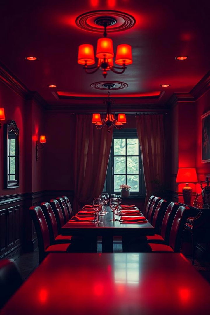 Moody Ambient Red Lighting - 22 Red Dining Room Ideas