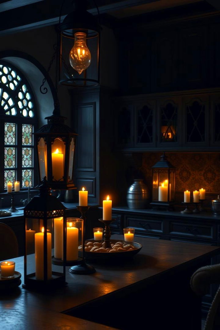 Moody Atmosphere with Candles - 22 Gothic Kitchen Ideas