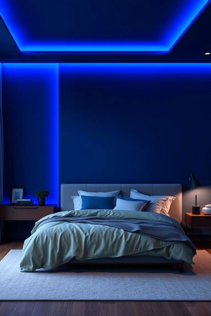 Moody Blue Lighting Ambience - 22 Moody Blue Bedroom Ideas