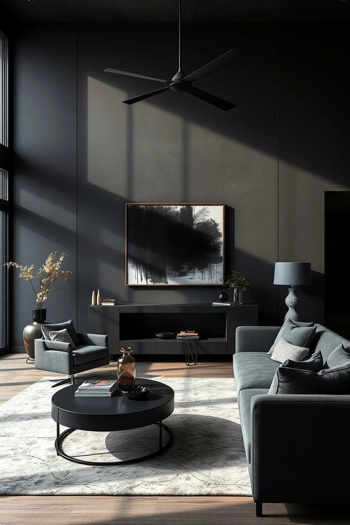 Moody Charcoal Dramatic Statement - 22 Living Room Paint Colors