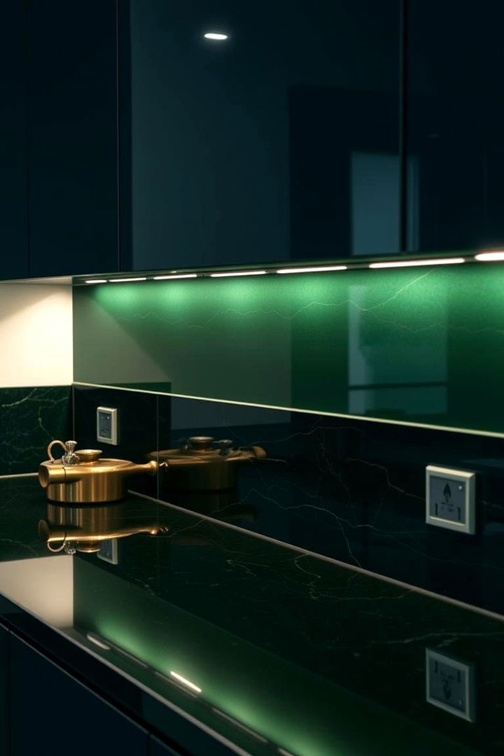 Moody Dark Green Backsplash - 22 Dark Green Kitchen Ideas