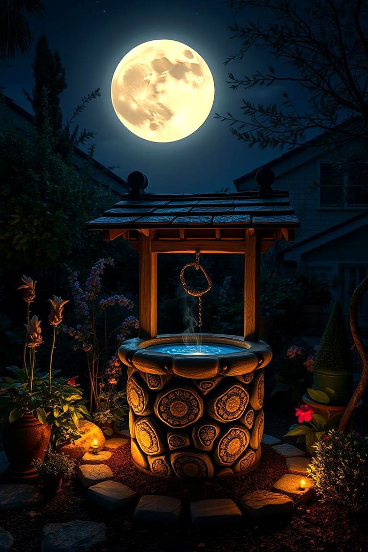 Moonlit Garden Wishing Well - 22 Outdoor Wishing Well Garden Ideas