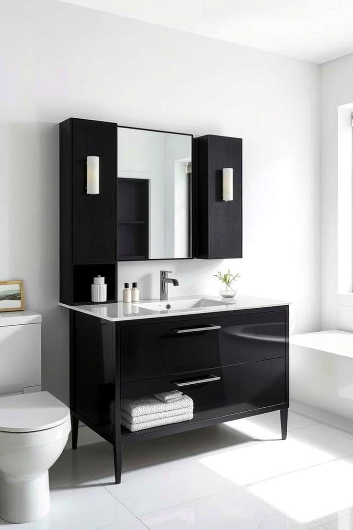 Moreover Contemporary Black Vanity - 22 Black Bathroom Ideas