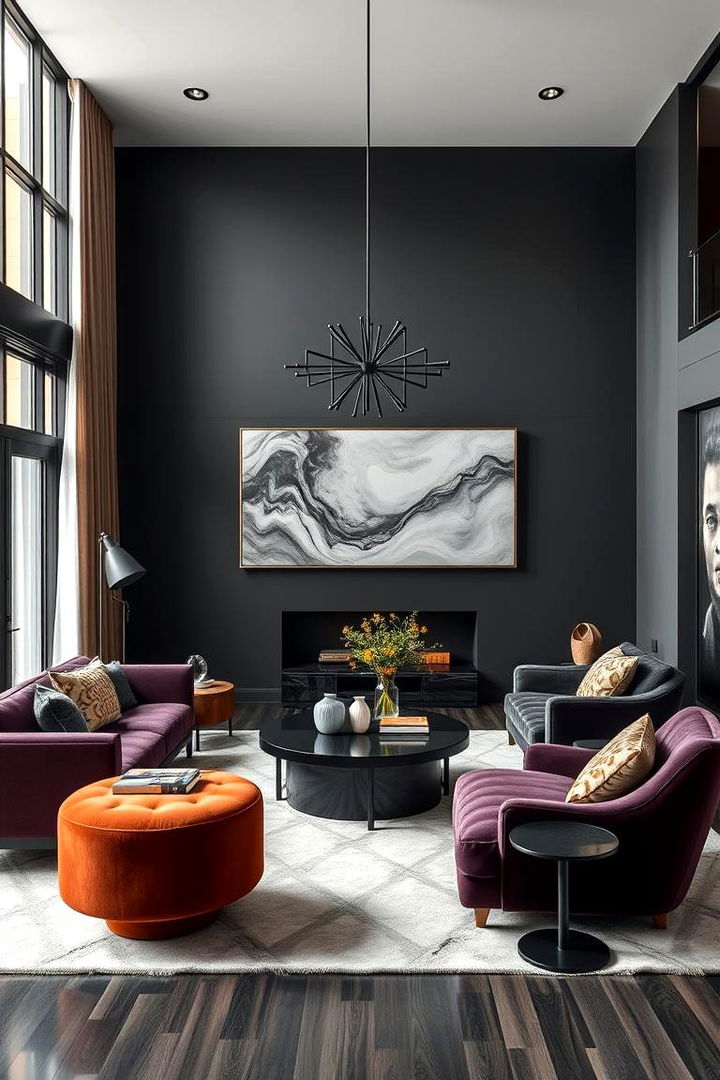 Moreover Emphasize Statement Furniture - 22 Contrasting Living Rooms With Dark Grey Walls
