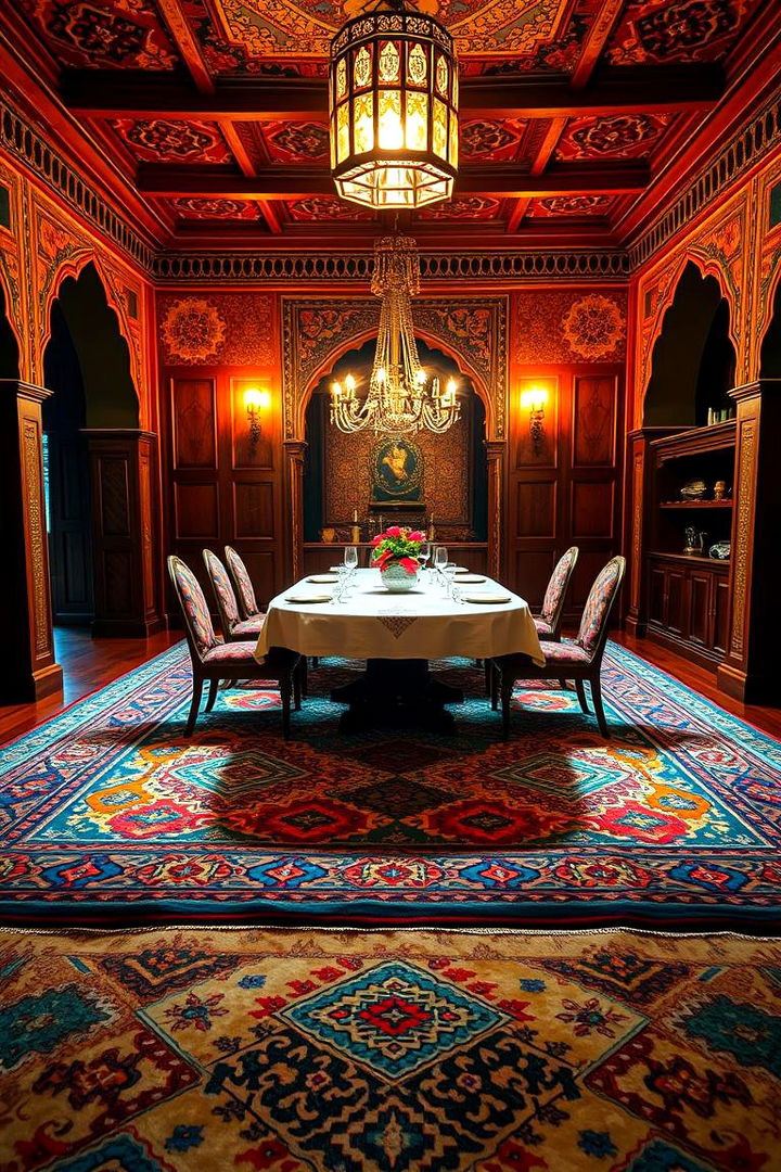 Moroccan Inspired Rug for Global Flair - 22 Dining Room Rug Ideas