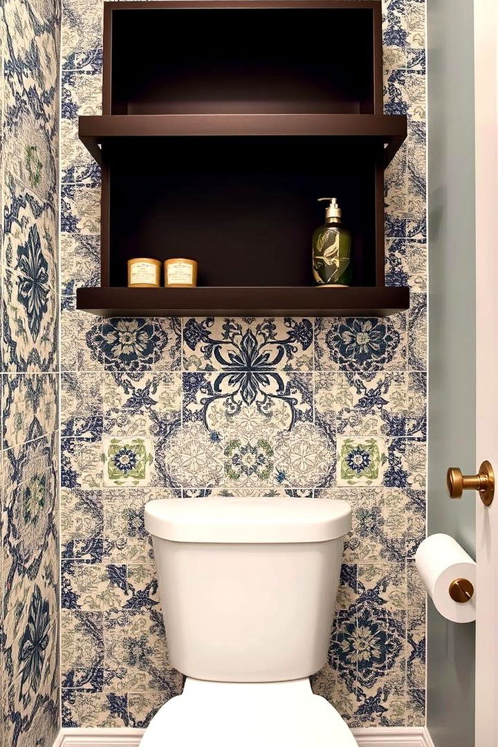 Mosaic Background Accents - 22 Over Toilet Storage Ideas