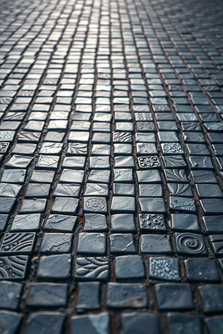 Mosaic Designs with Subtle Hues - 22 Grey Paver Walkway Ideas