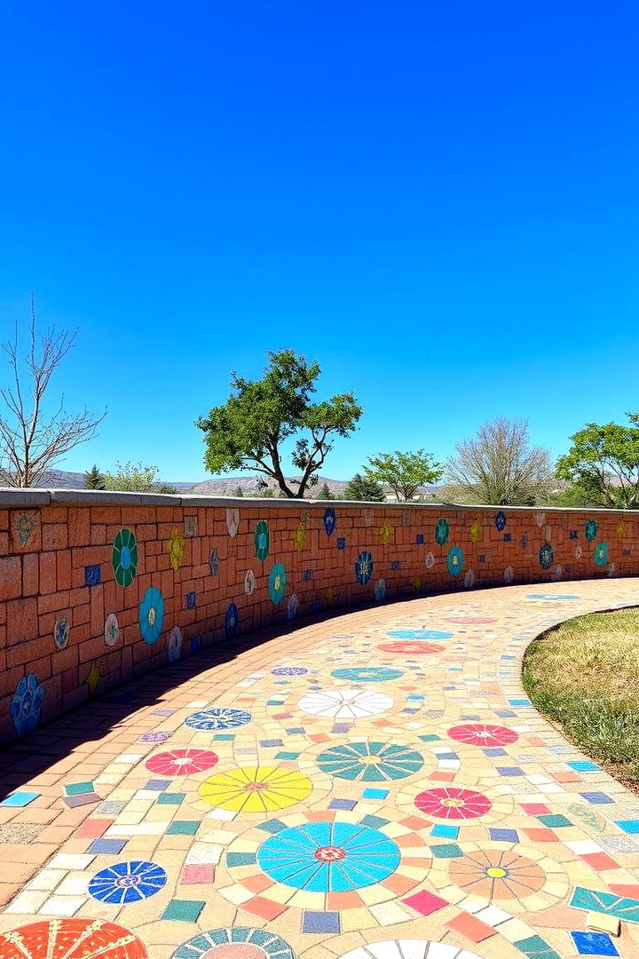 Mosaic Inlays for Artistic Flair - 22 Concrete Paver Walkway Ideas