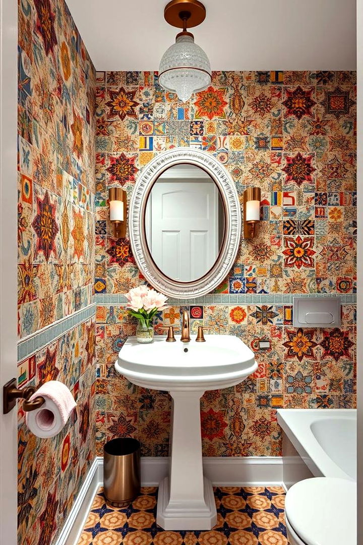 Mosaic Masterpieces - 22 Powder Room Wallpaper Ideas