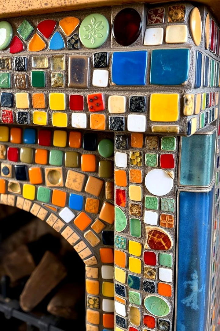 Mosaic Medley Design - 22 Farmhouse Fireplace Tile Ideas