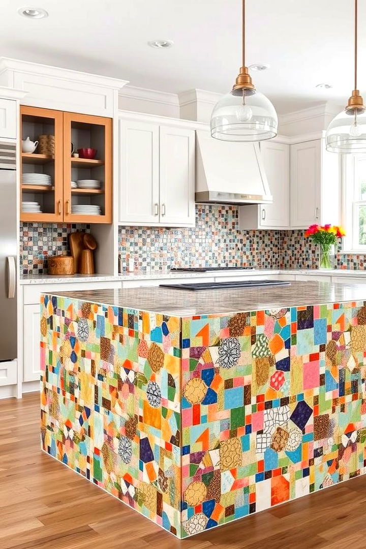 Mosaic Mixed Colors - 22 Kitchen Island Back Panel Ideas