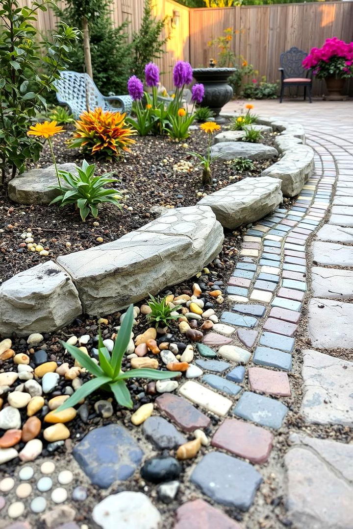 Mosaic Stone Accents - 22 Stone Garden Edging Ideas