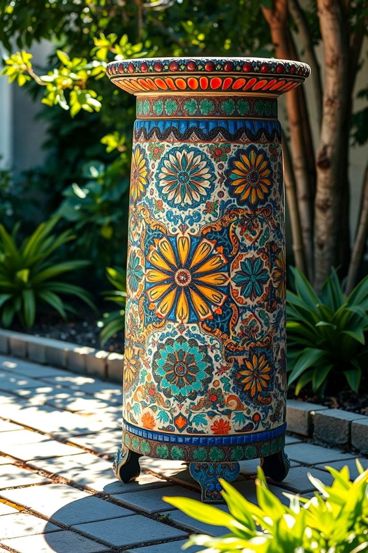 Mosaic Tile Accent Stand - 22 Outdoor Plant Stand Ideas