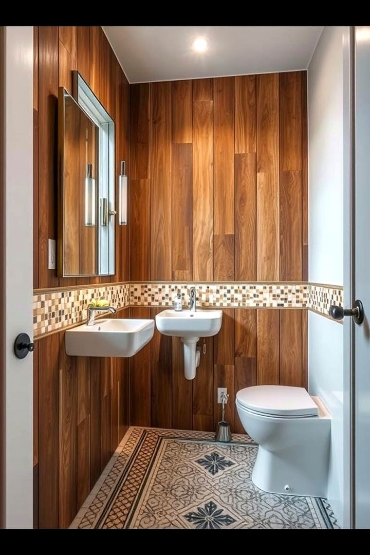 Mosaic Tile Accent with Wainscoting - 22 Bathroom Wainscoting Ideas
