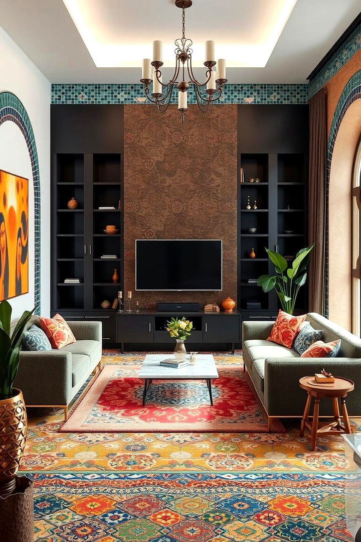 Mosaic Tile Accents and Decorative Walls - 22 Bohemian Moroccan Living Room Ideas