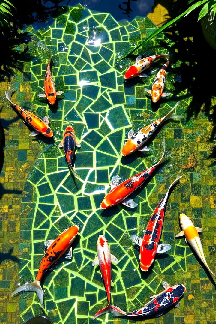 Mosaic Tiled Koi Pond - 22 Koi Pond Ideas